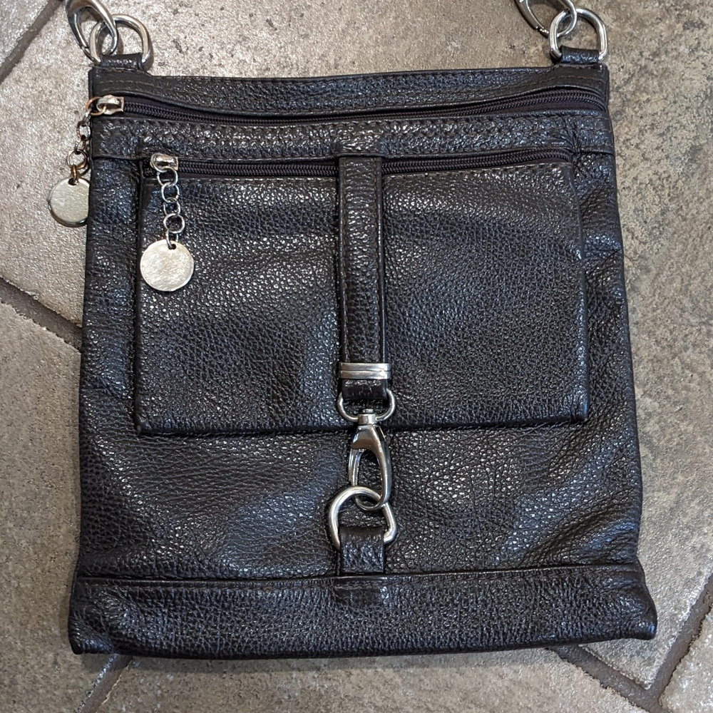 Genuine Leather Made In Italy Deep Rich Brown Crossbody Shoulder Bag
